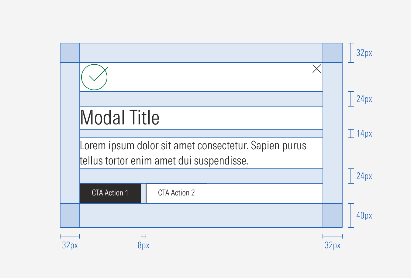 Spacing of elements within the general modal with icon