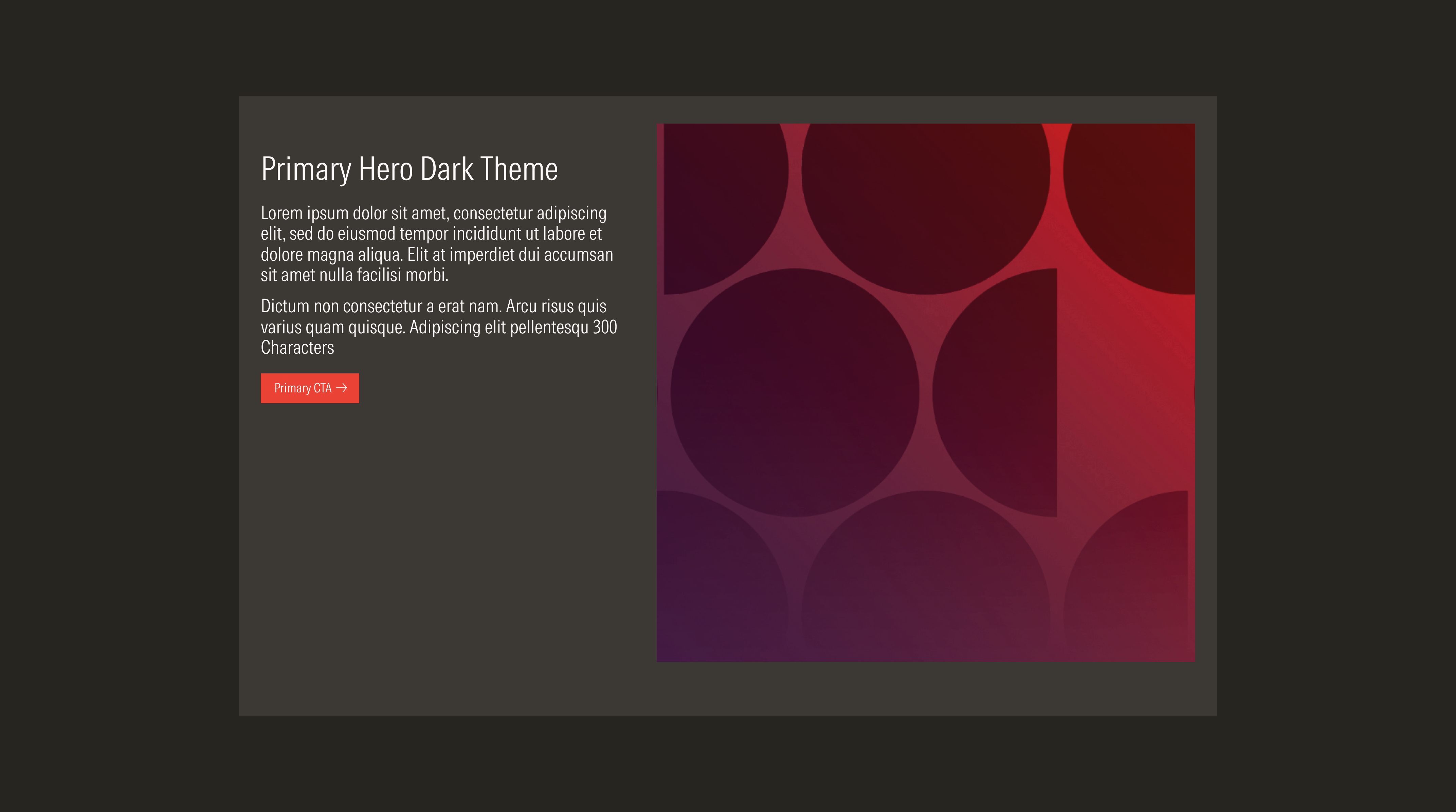 Primary Hero on the dark theme