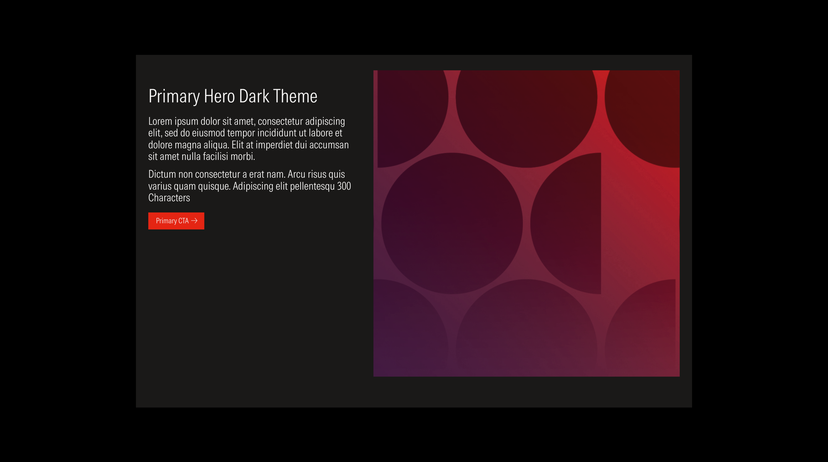 Primary Hero on the dark theme