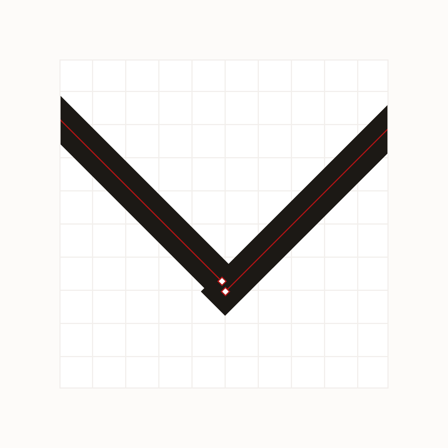 Vertices not aligned to grid.