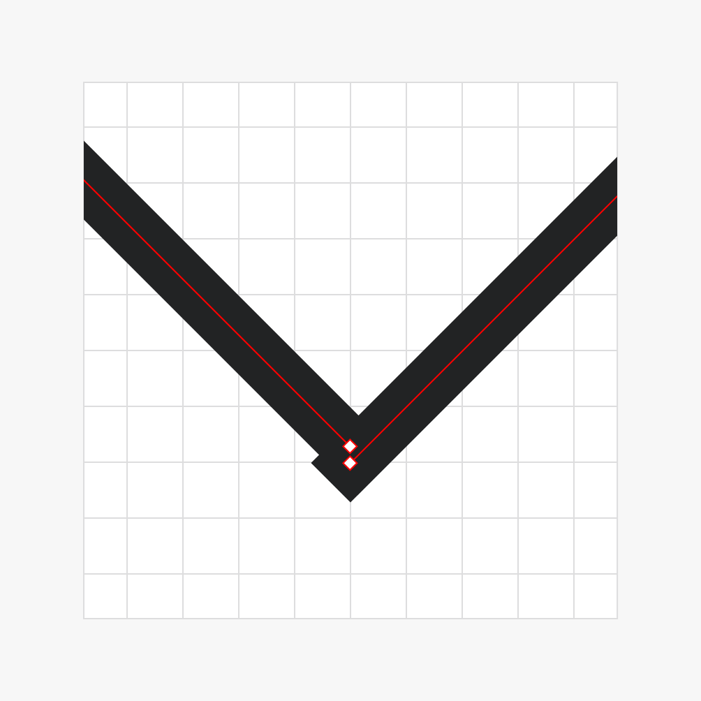 Vertices not aligned to grid.