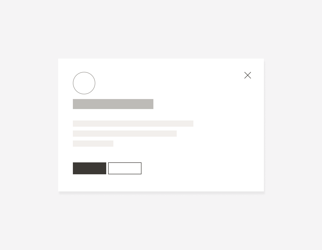 Alignment between text and CTAs for general modal with icon
