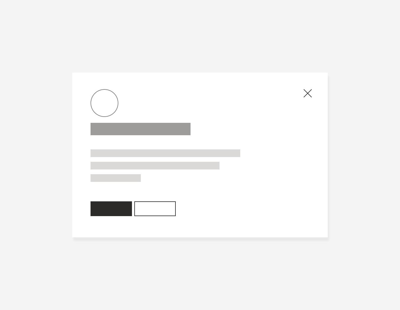 Alignment between text and CTAs for general modal with icon
