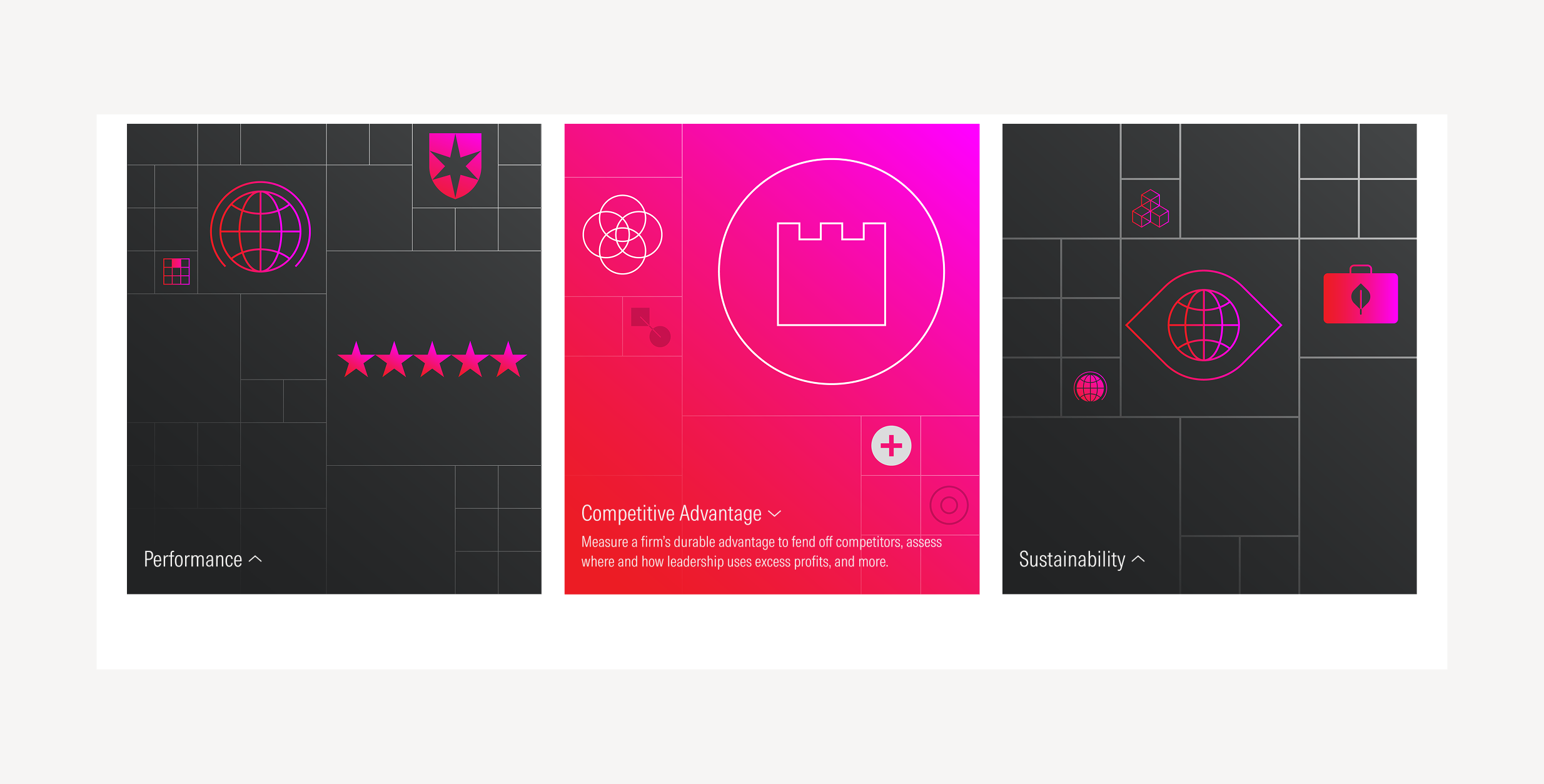 Group of cards on light theme