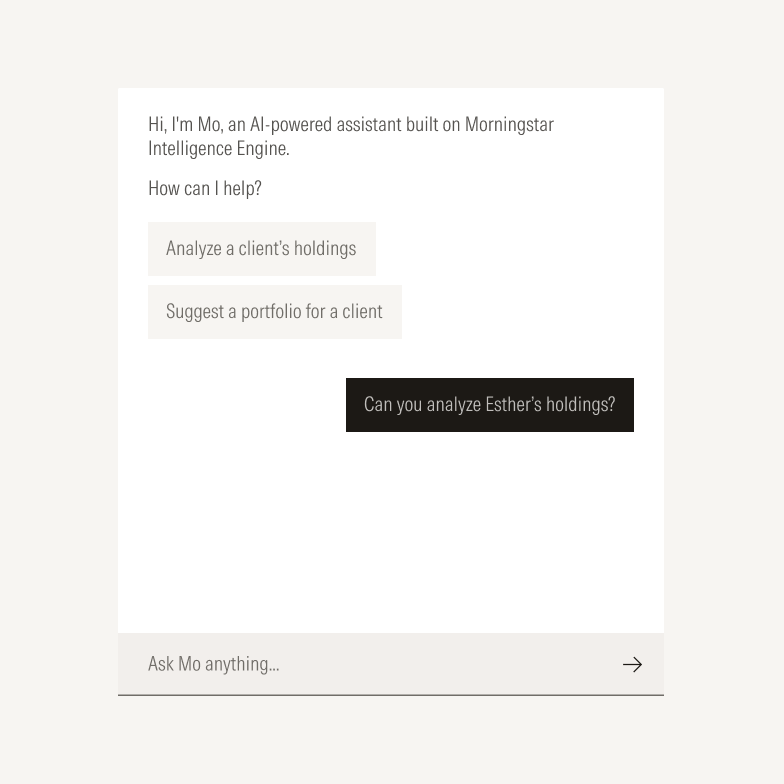 Chat-bot style modal