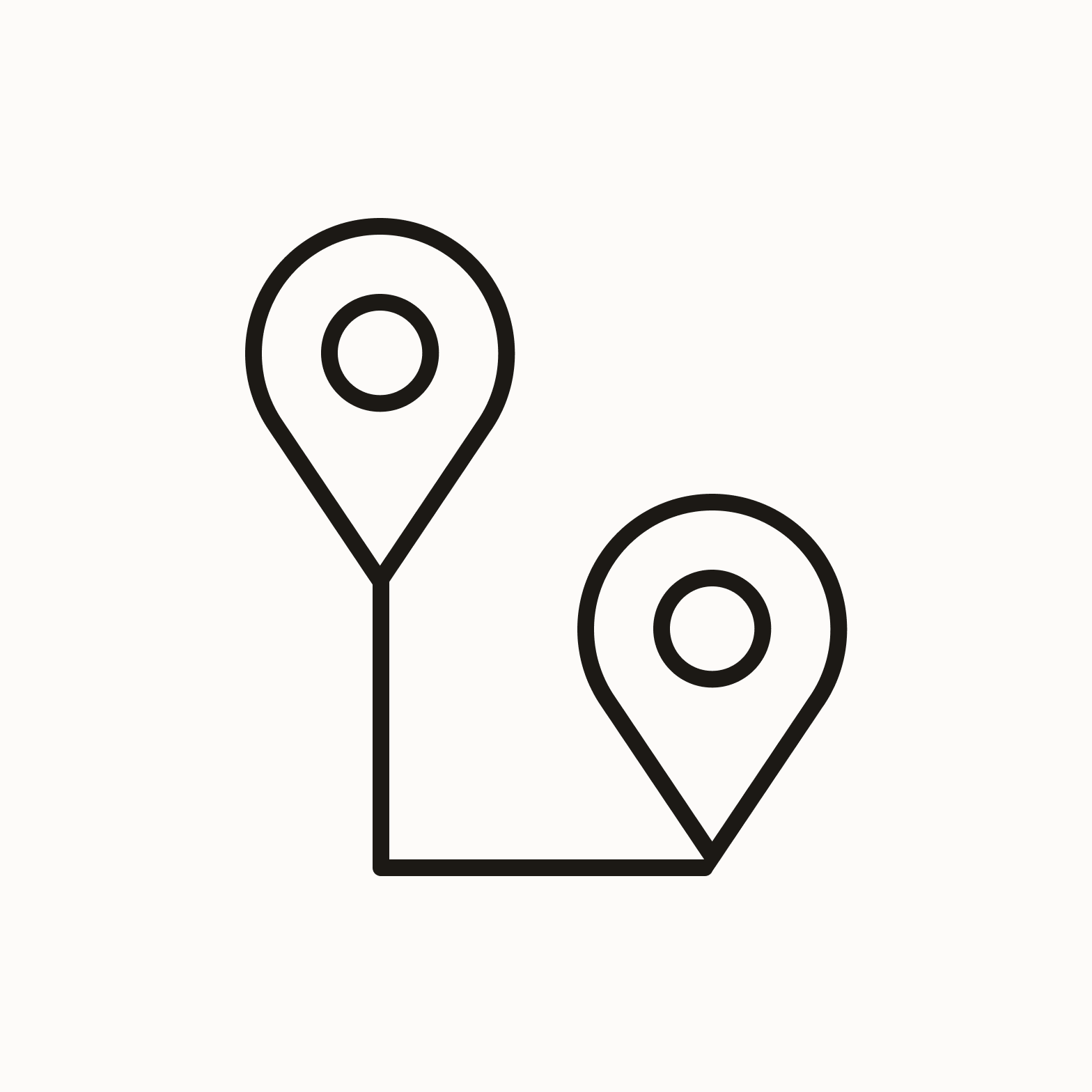 Line connecting two icons without line break.