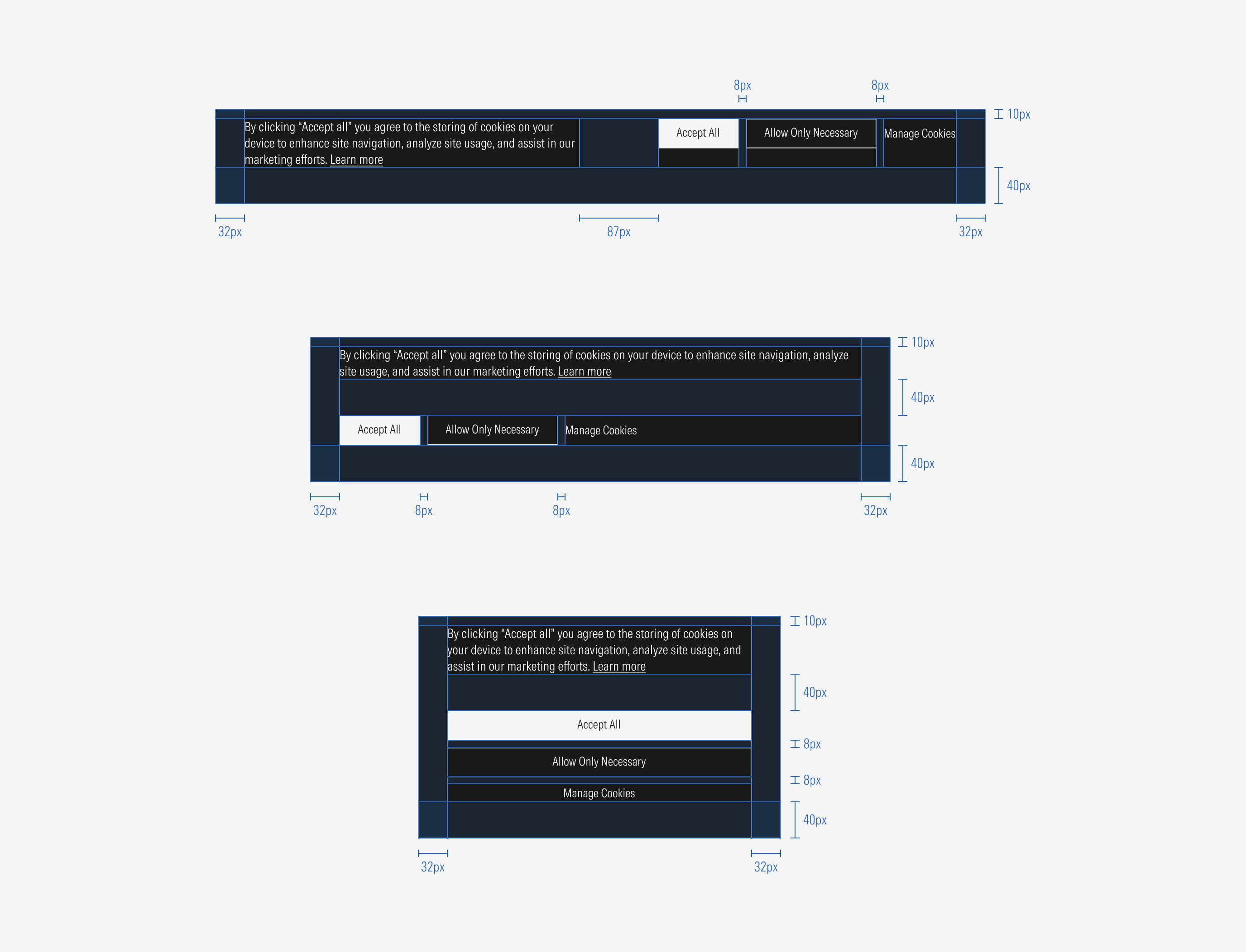 Spacing around elements within the cookie modal