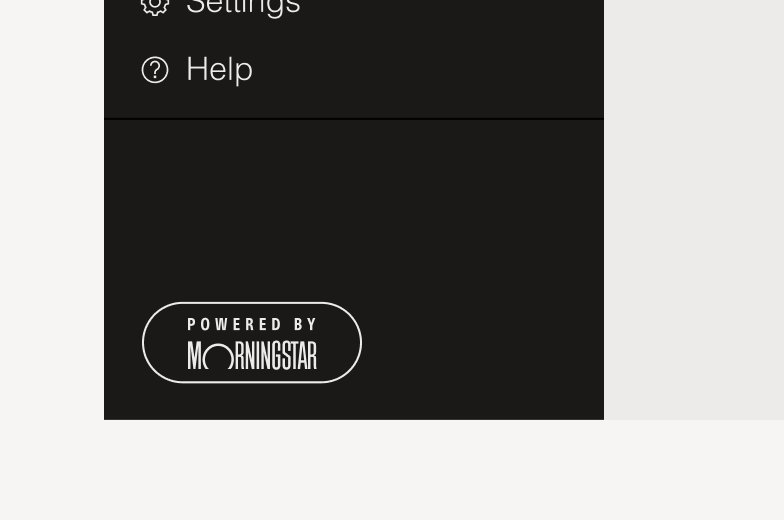 Image of the Powered By Morningstar logo at the bottom of the left navigation.
