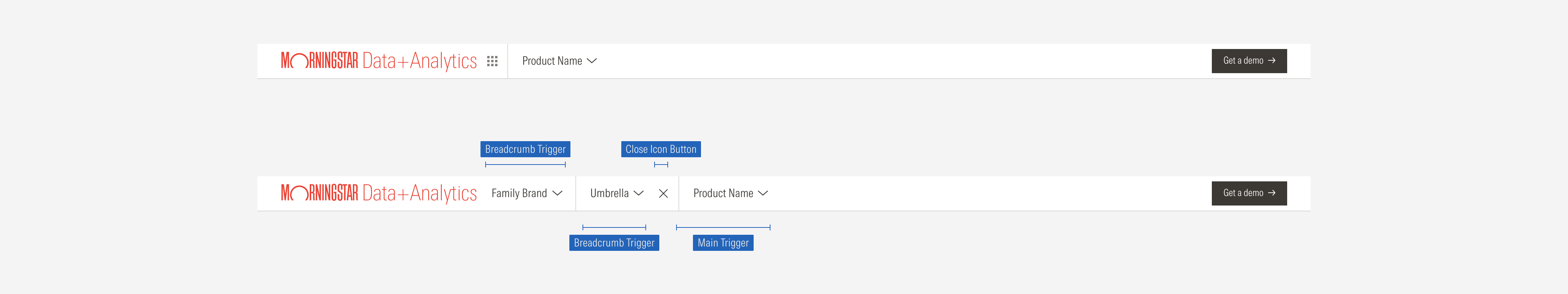 Overview of the nested navigation for the LG and MD breakpoints