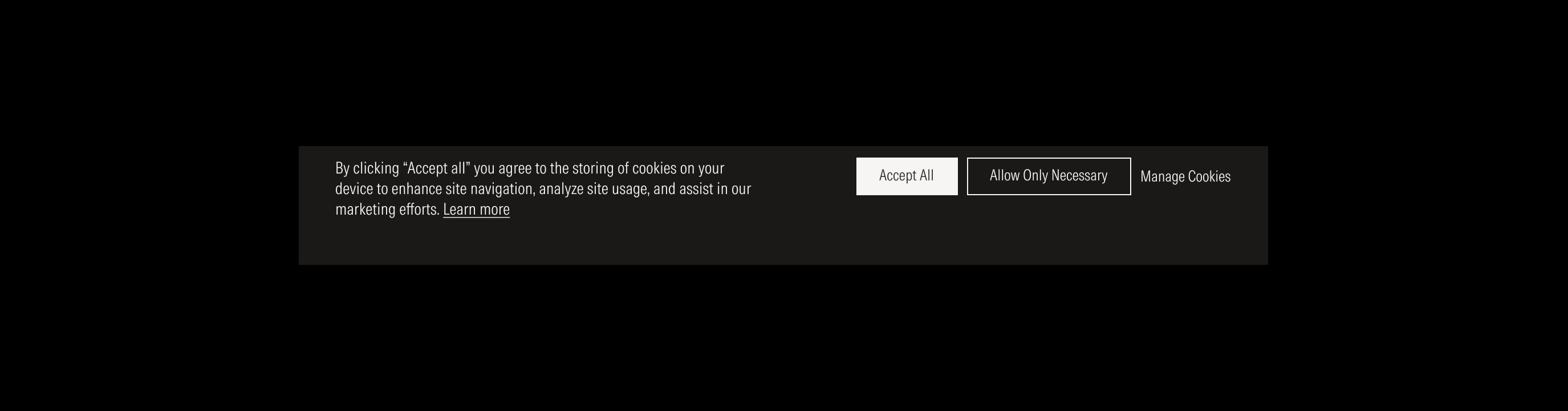 Cookies modal on dark theme