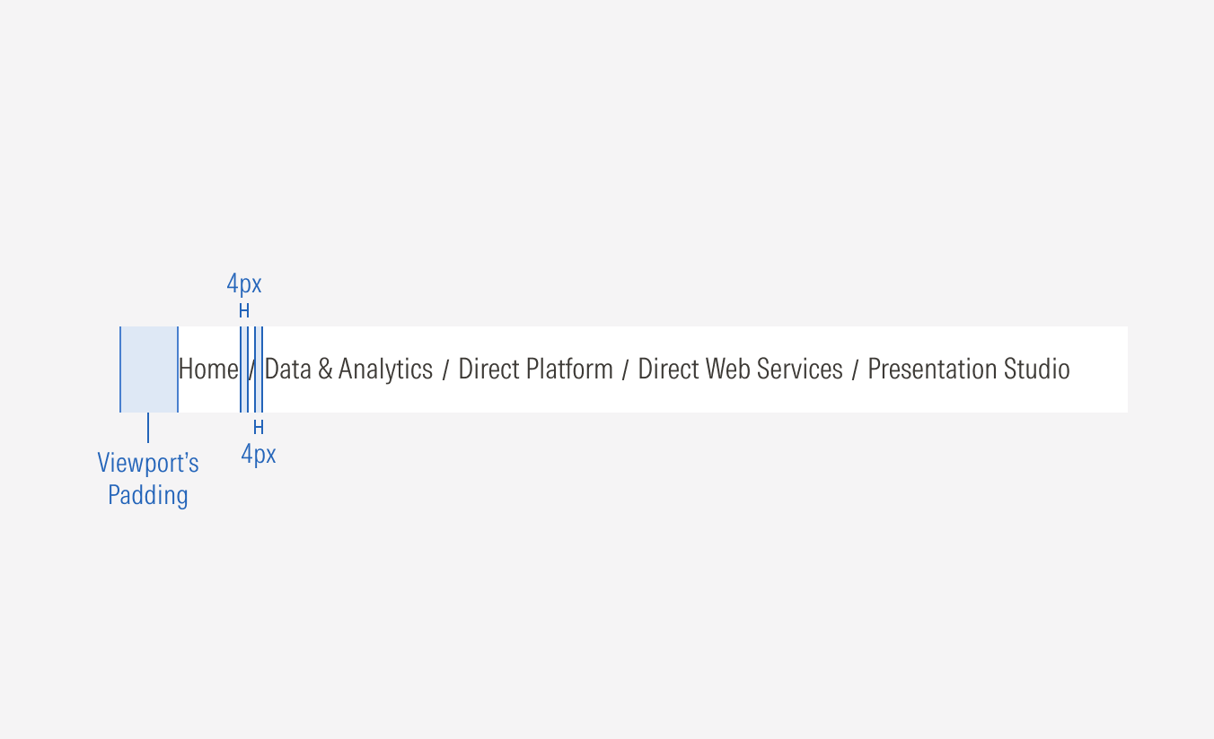 Spacing of breadcrumbs for SM and LG viewports