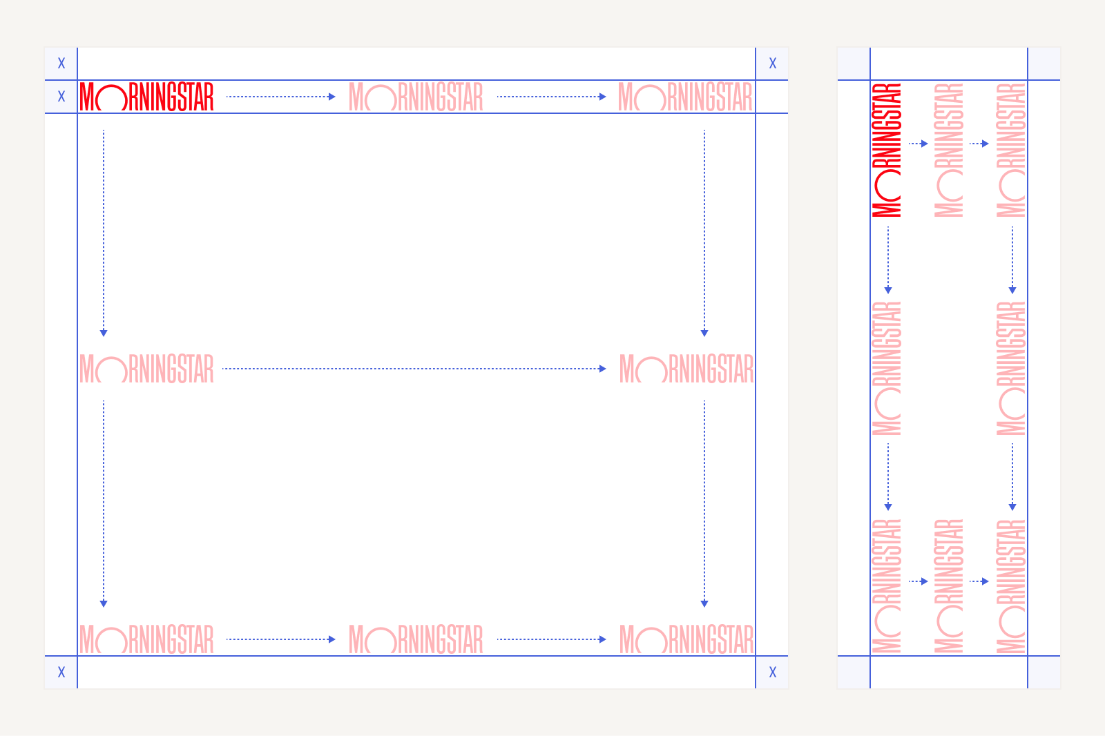 Logotype in landscape and portrait orientations with recommended placement.