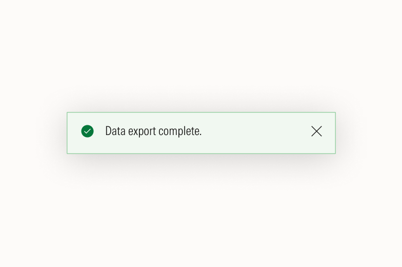 Notification that states: Data export complete.
