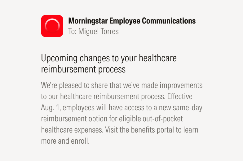 A neutral, professional-sounding email announcement from human resources.