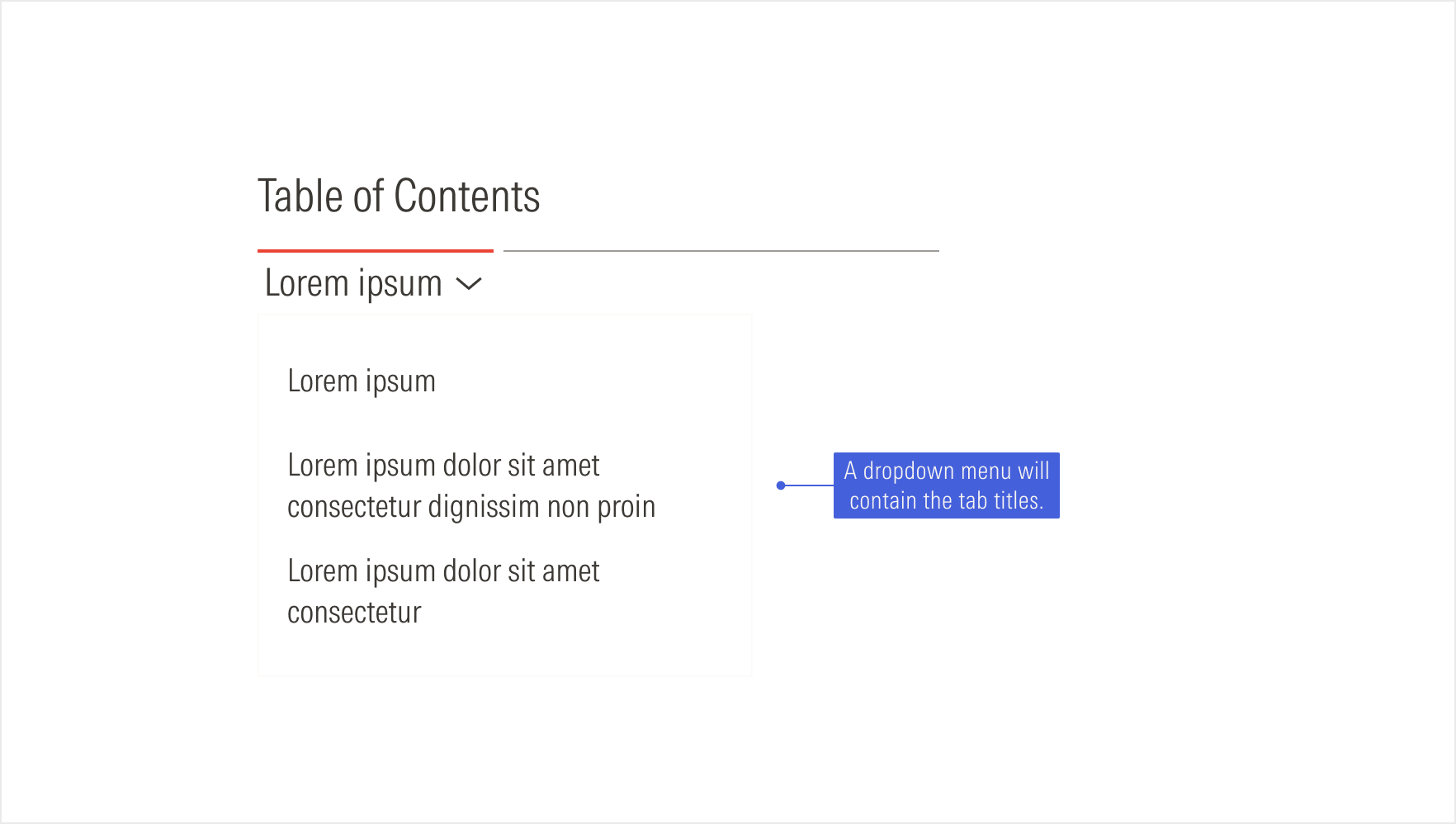 Tab design for compact viewports with the other thab options are displayed on a dropdown