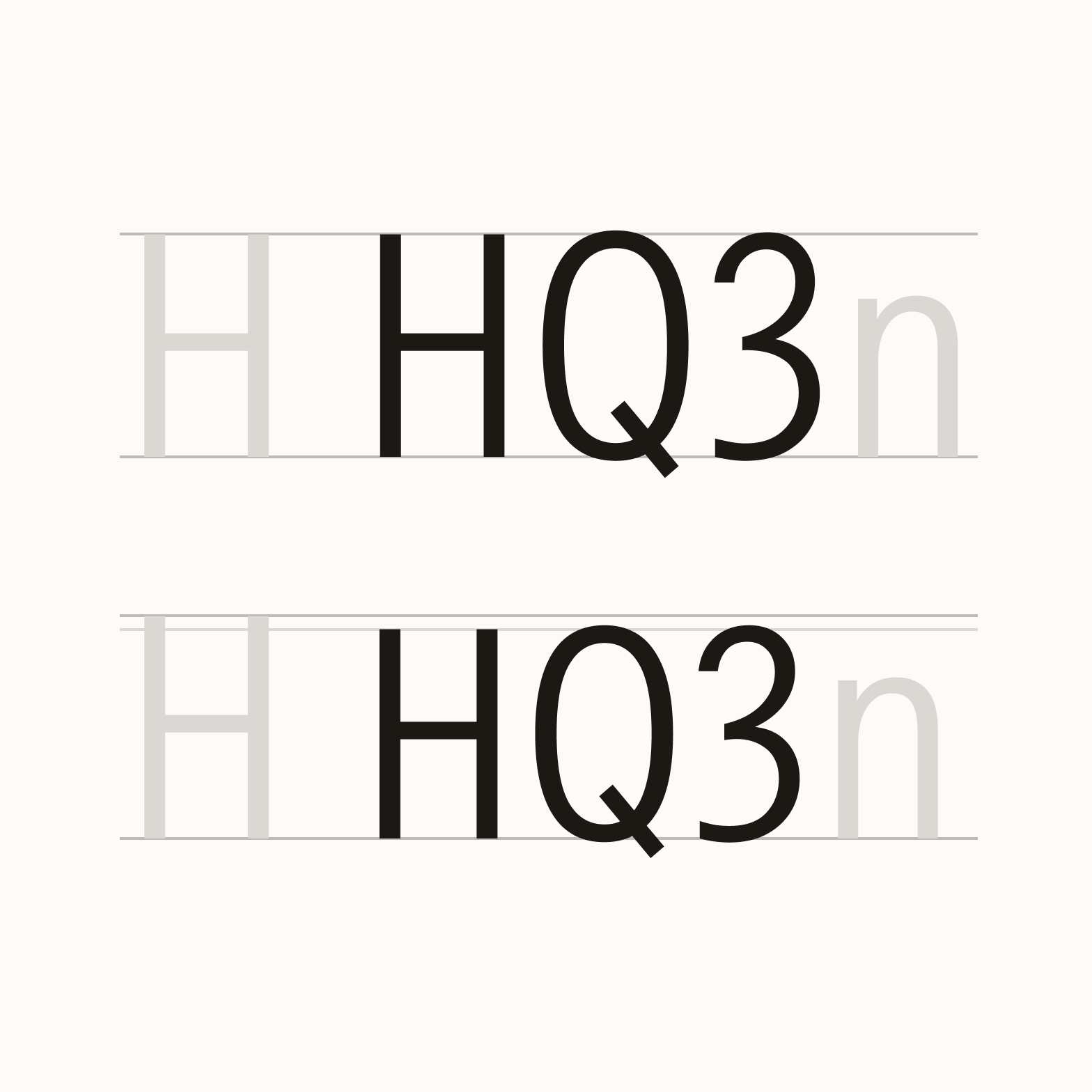 Two rows showing cap and low-cap letters and numbers.
