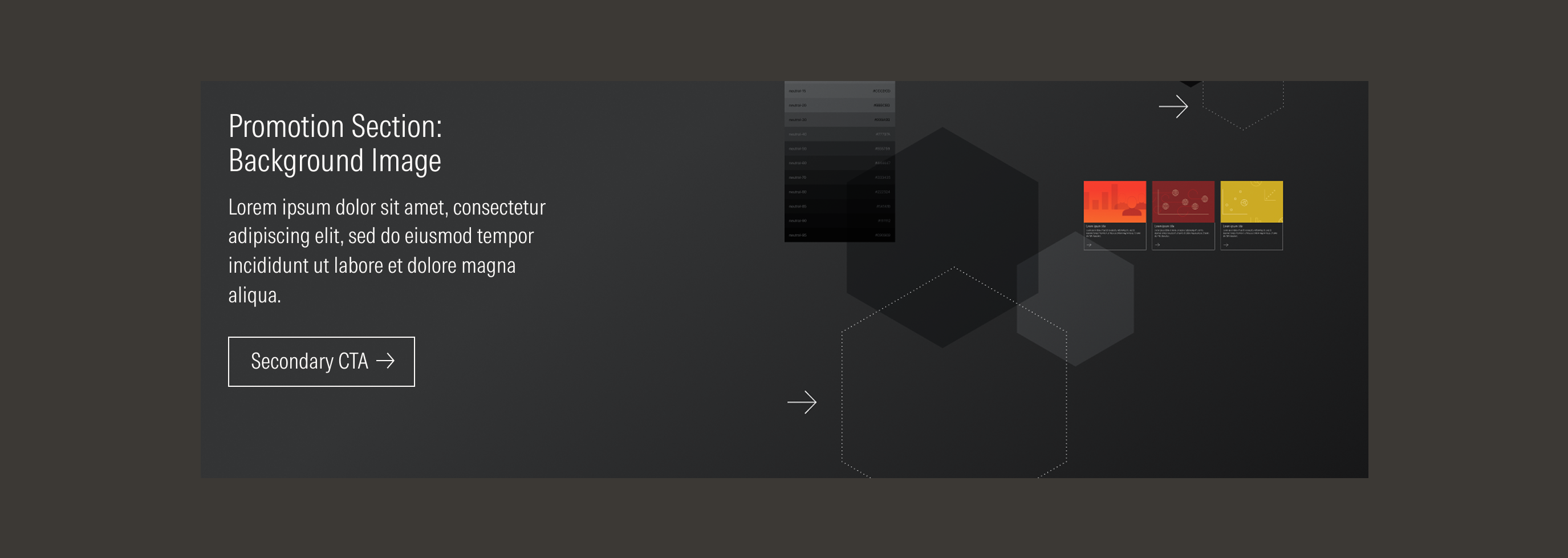 Shows the dark theme for the background image promotion section