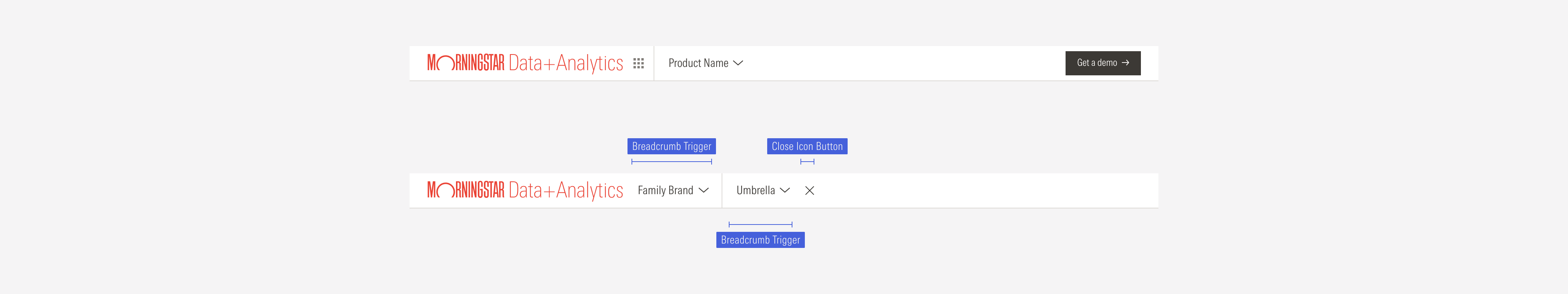 Overview of the nested navigation for the MD and SM breakpoints