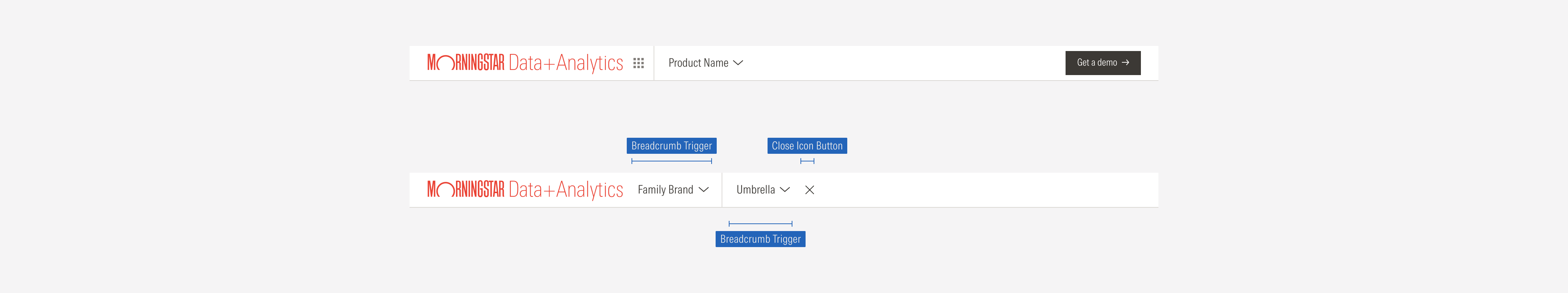 Overview of the nested navigation for the SM and Default breakpoints