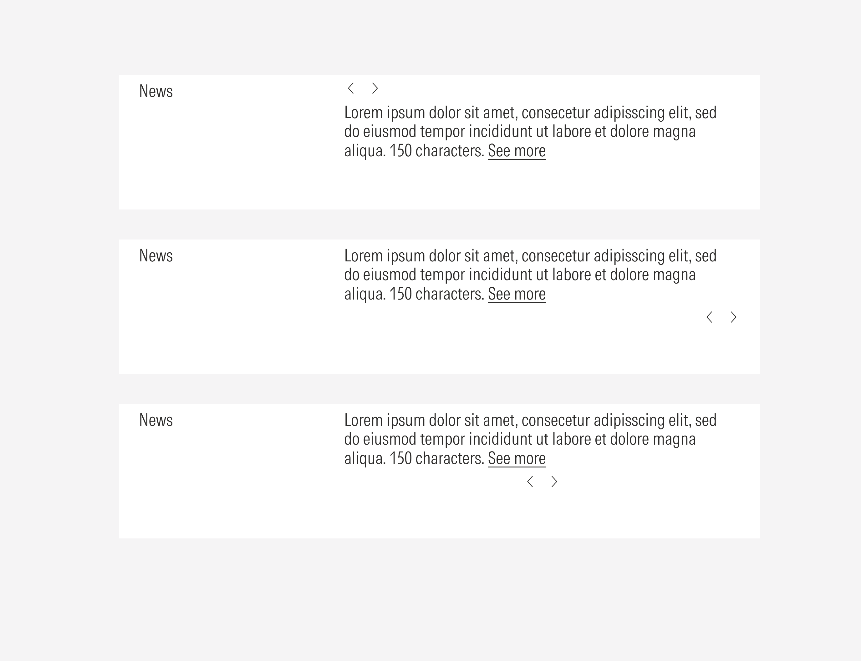 Examples of incorrect ways to align the navigation controls.