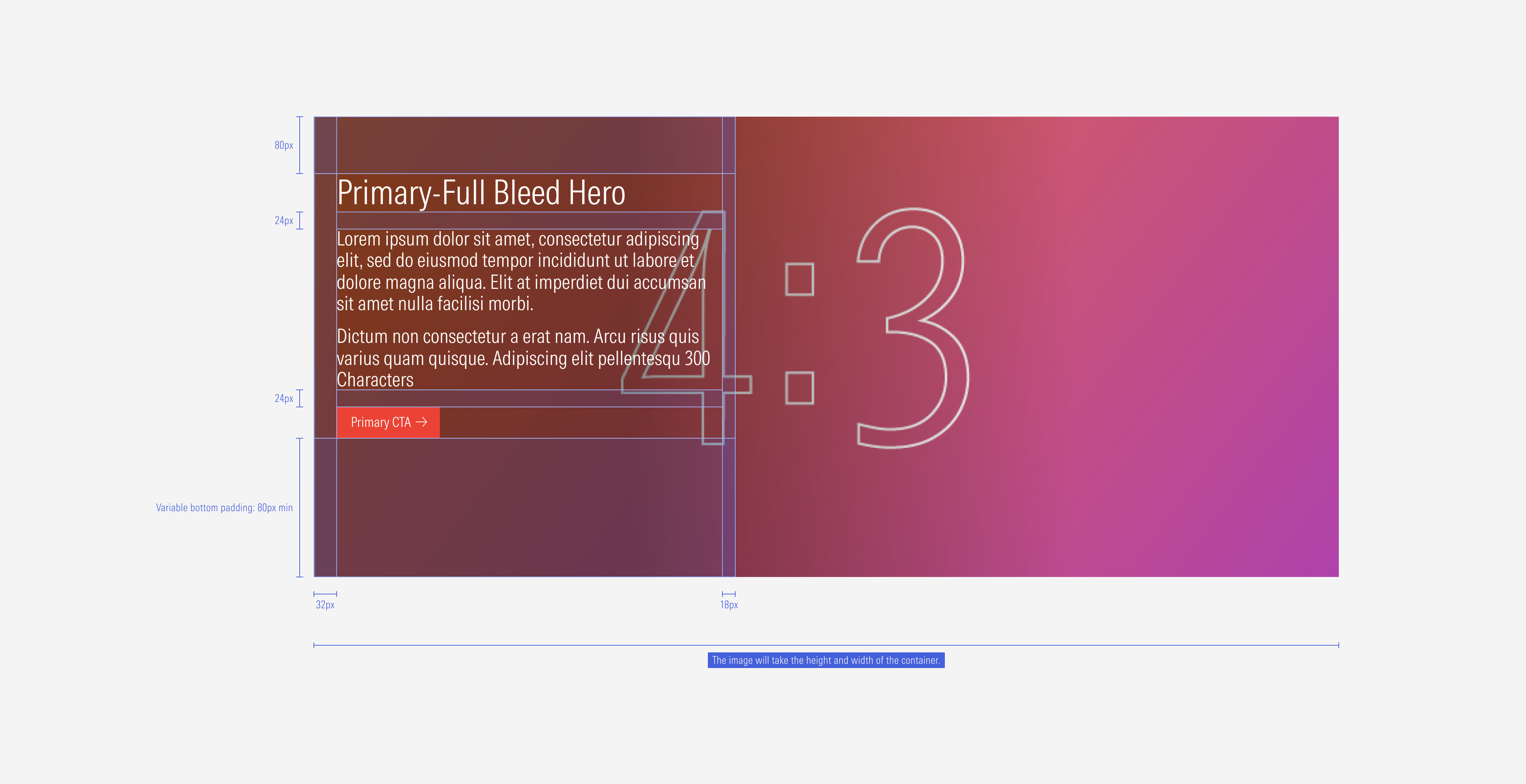 Spacing of the Primary-full bleed hero variant for the XL breakpoint