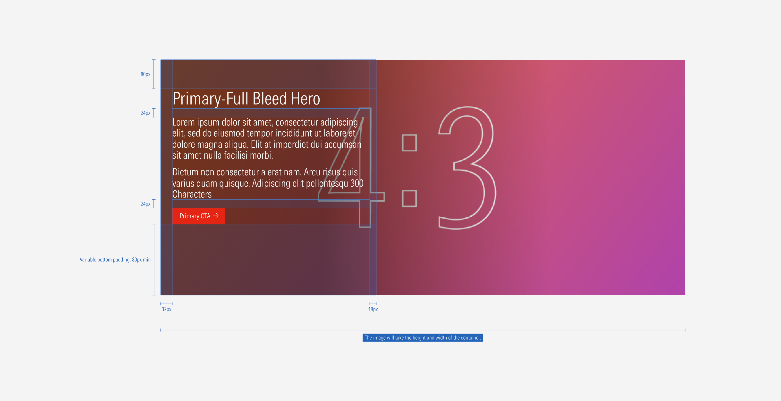 Spacing of the Primary-full bleed hero variant for the LG breakpoint