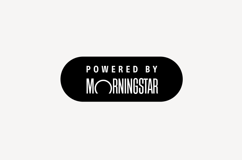 Image of powered by morningstar logo with white type on solid black pill
