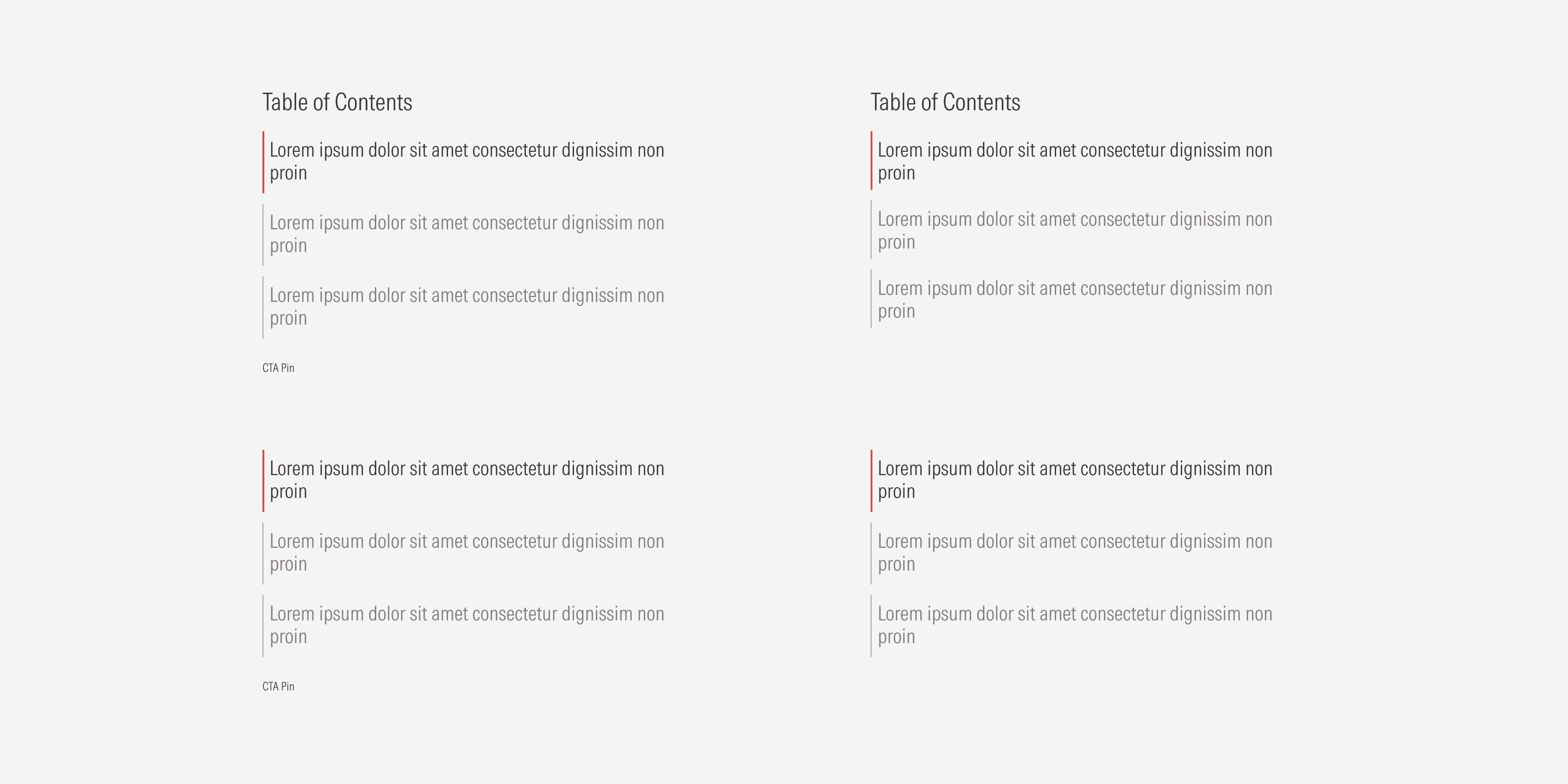 Tab numbered type: each tab is simple listed