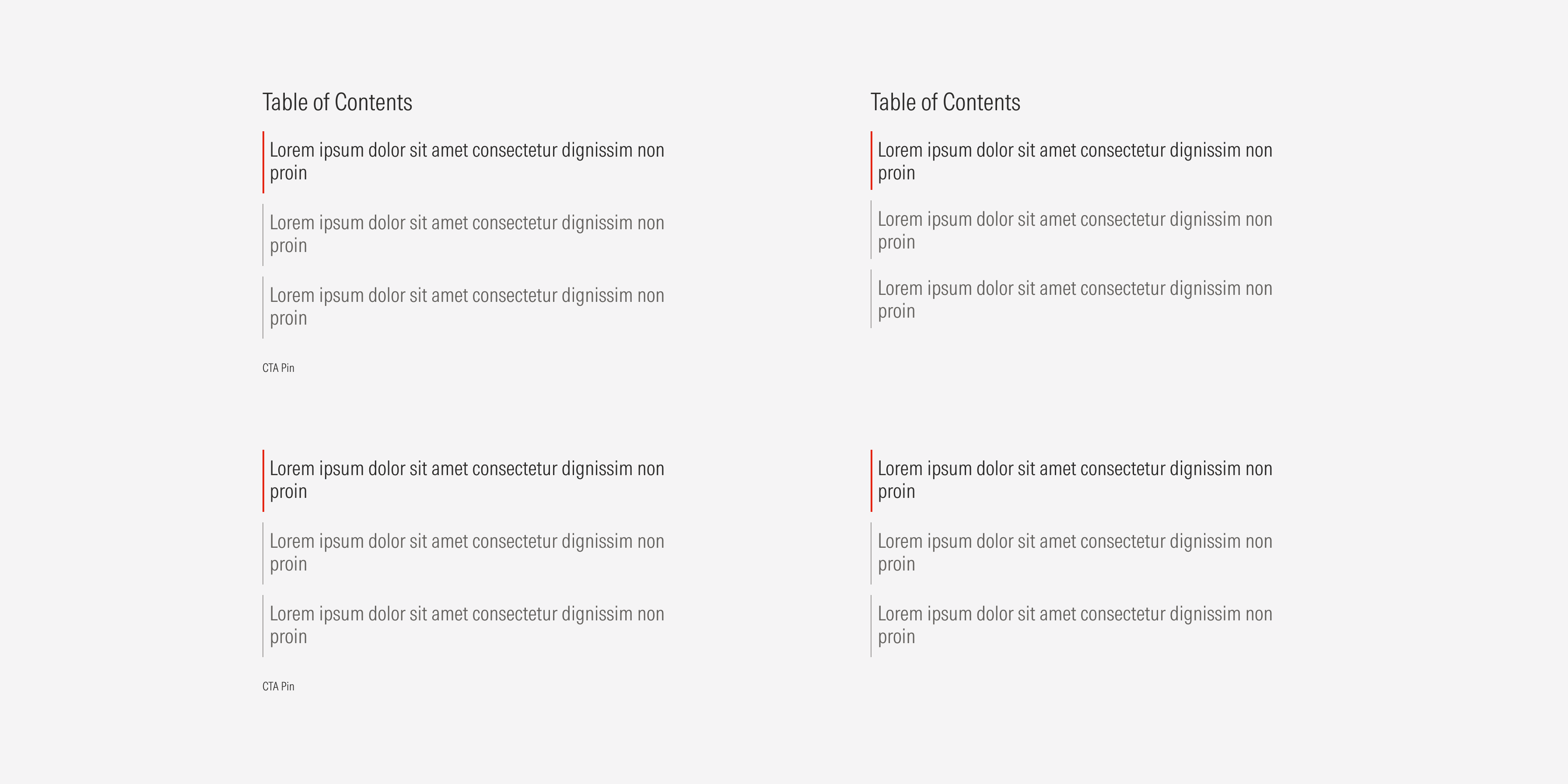 Tab numbered type: each tab is simple listed
