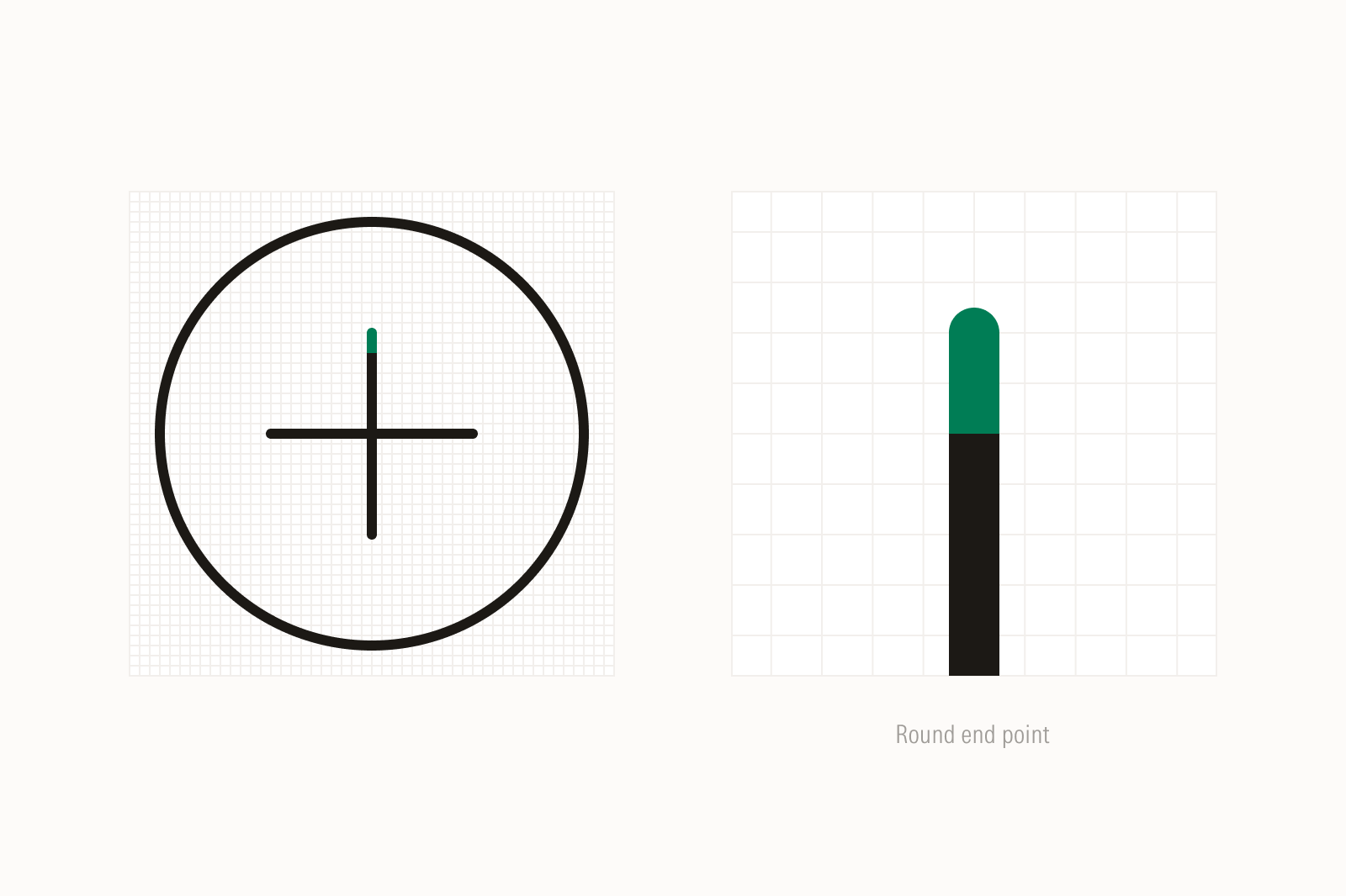Icons are drawn with round end point strokes.