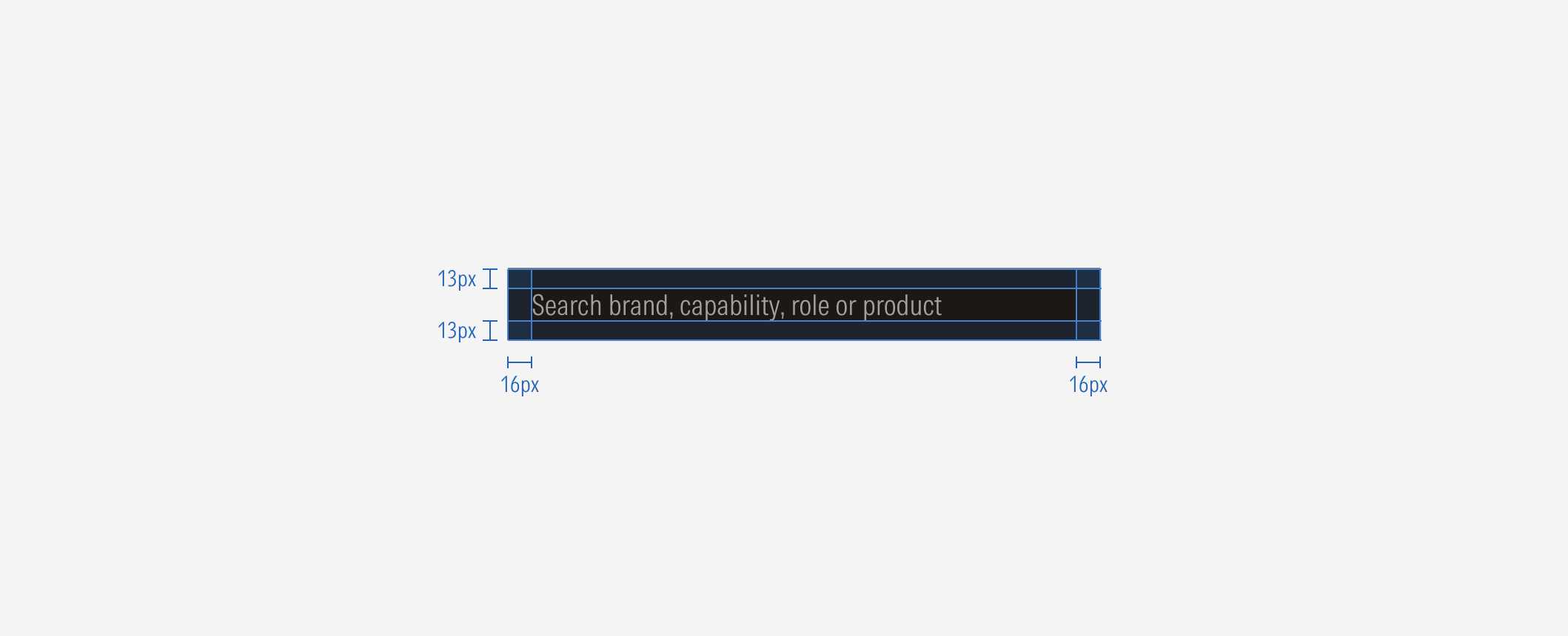 Top hat search bar spacing for the Default breakpoint
