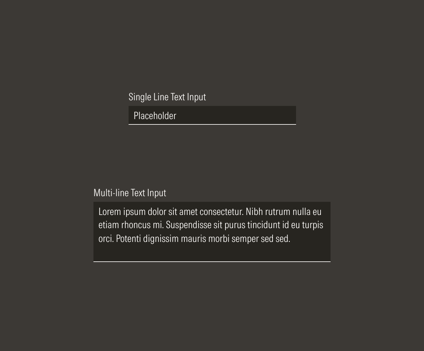 Text Input variations on dark theme
