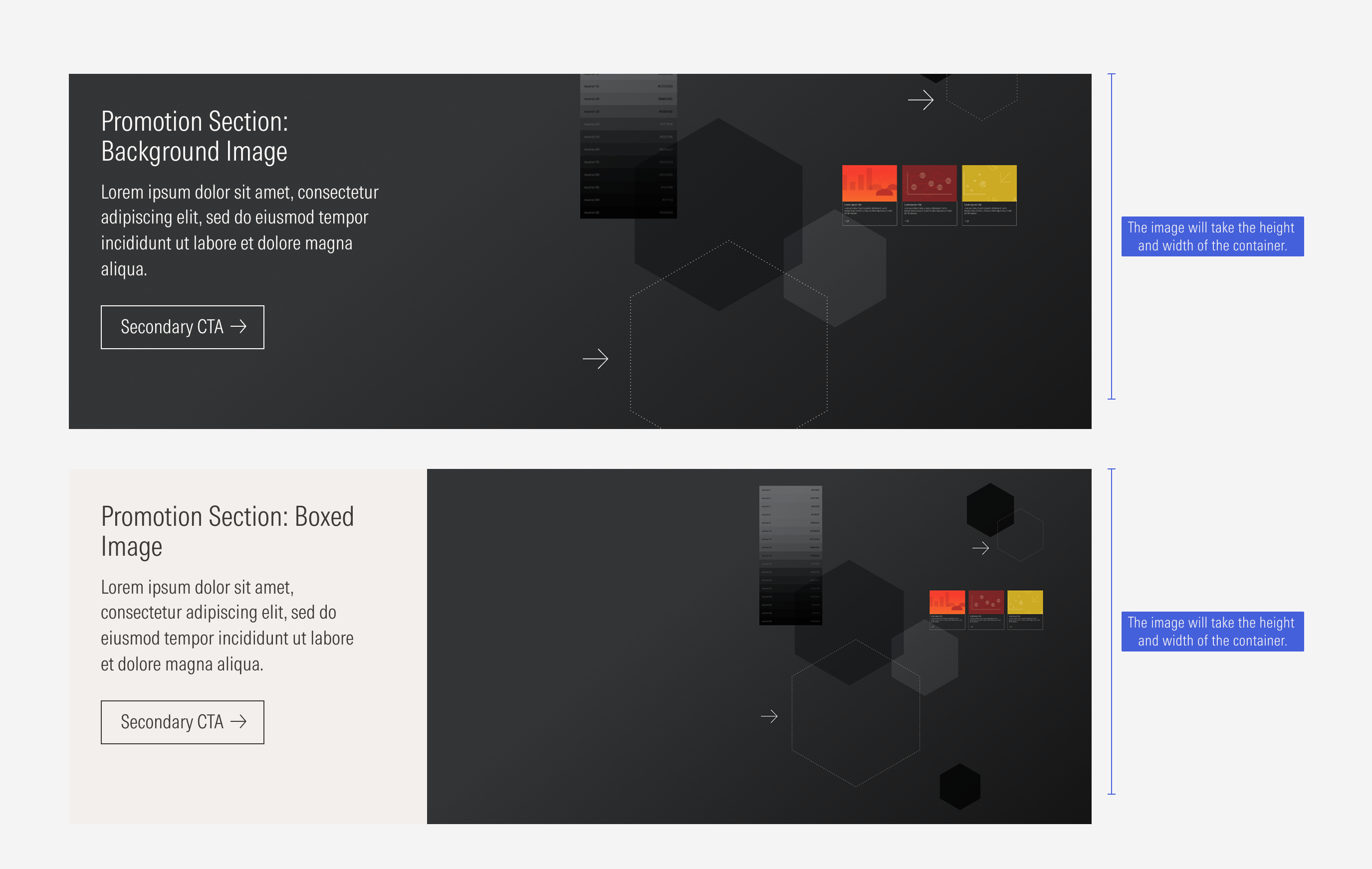 Showing how much space the image will take up within the background and boxed image variants.