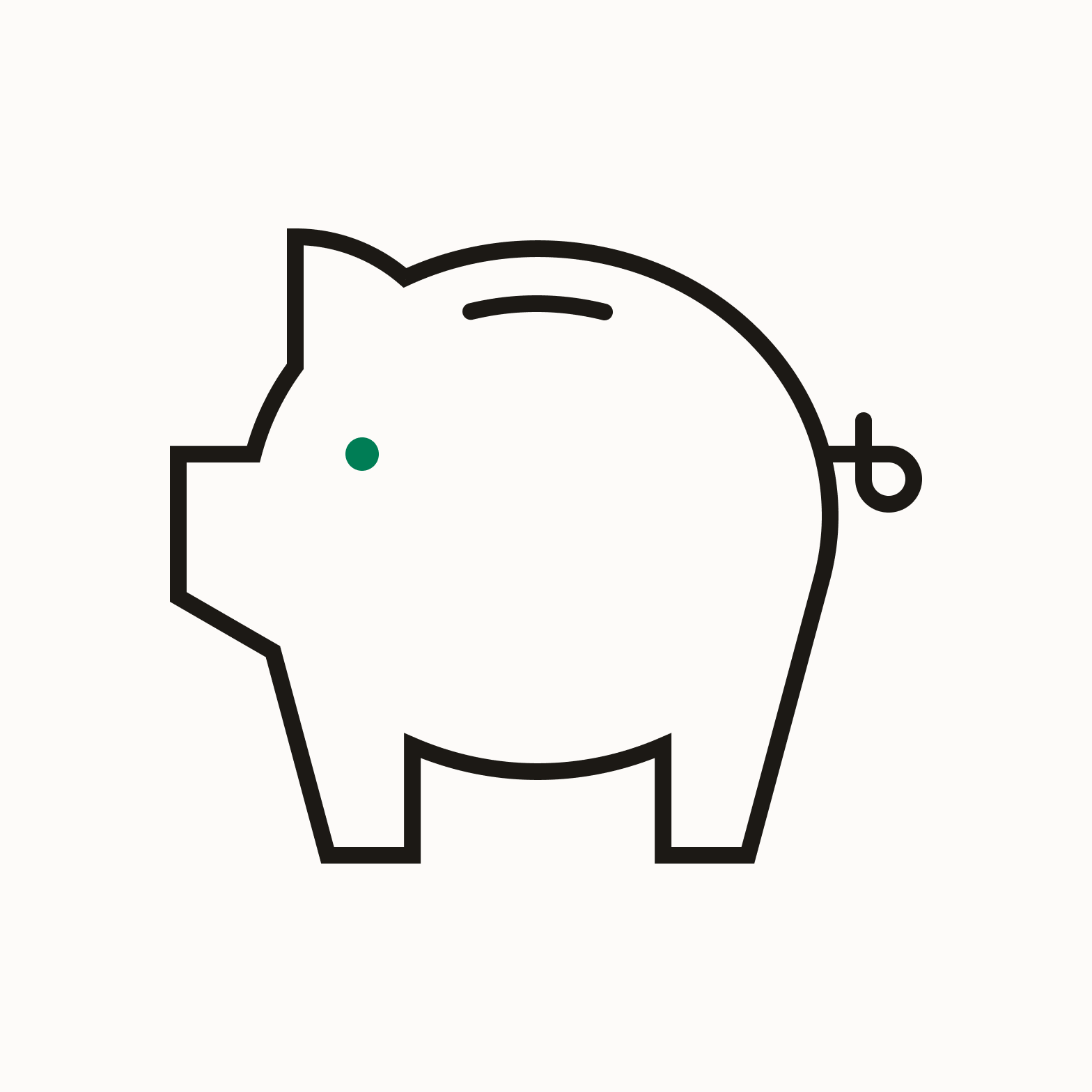 Pig icon with filled green dot for an eye.