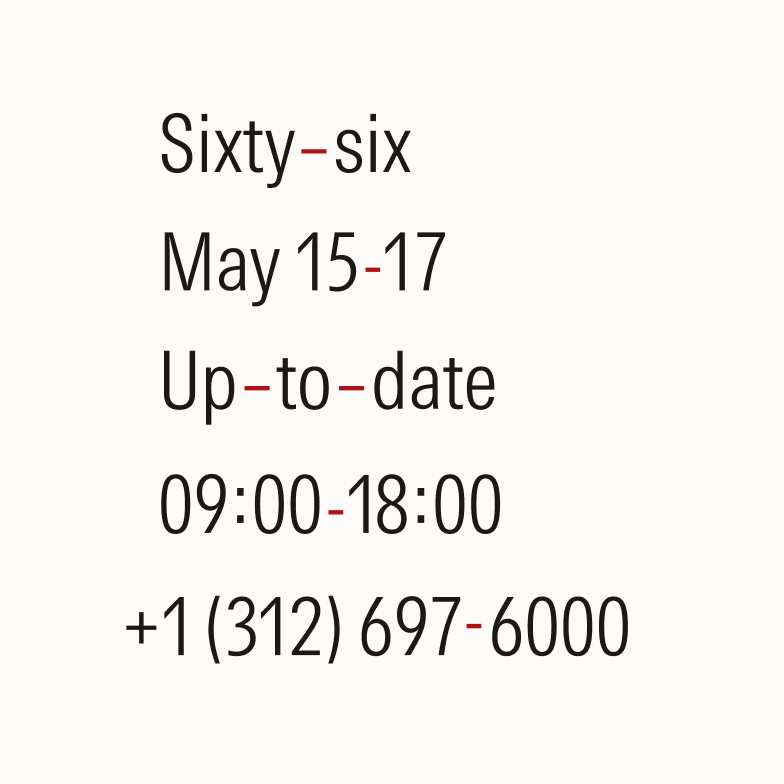 Text with hyphens and en dashes