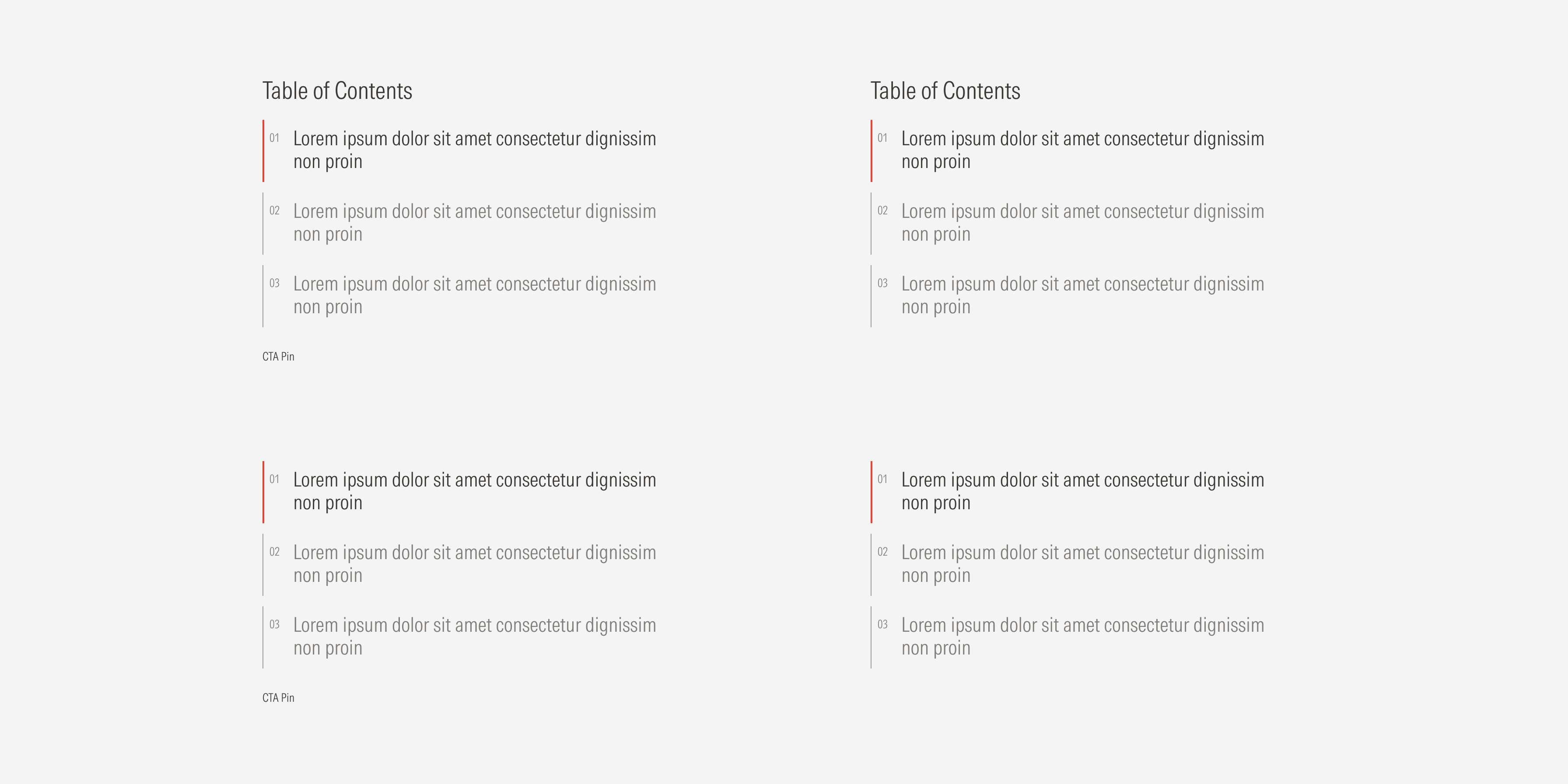 Tab numbered type: each tab is listed with a number