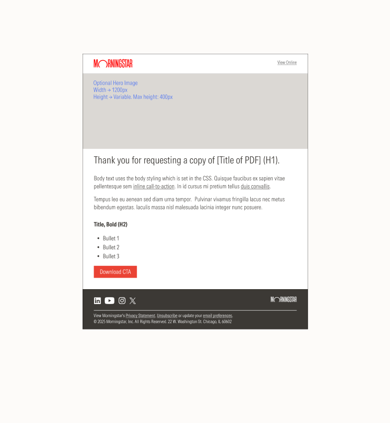 Content download email template with a banner image