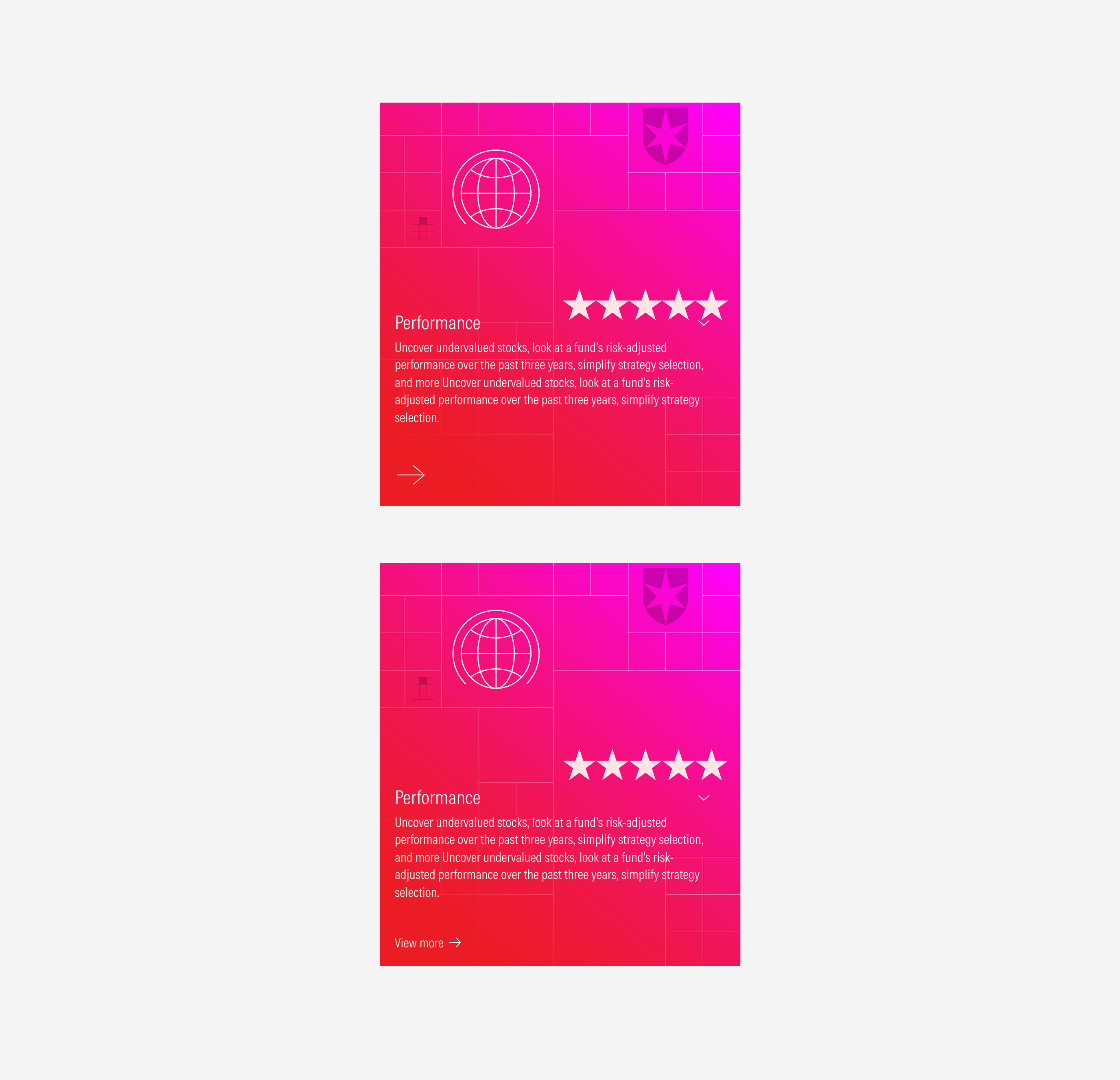 Views of the animated card on the compact size 