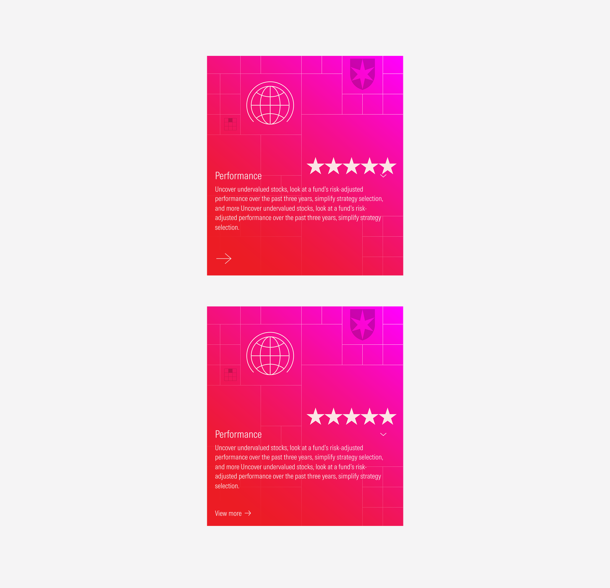 Views of the animated card on the compact size 