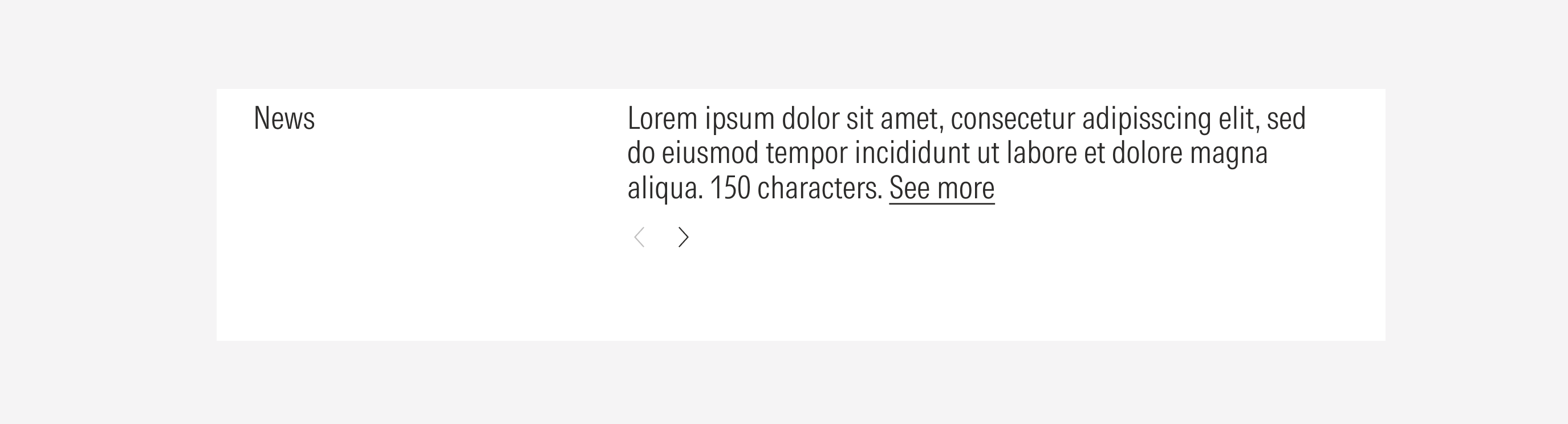 Shows the disabled left arrow when first news item is displayed
