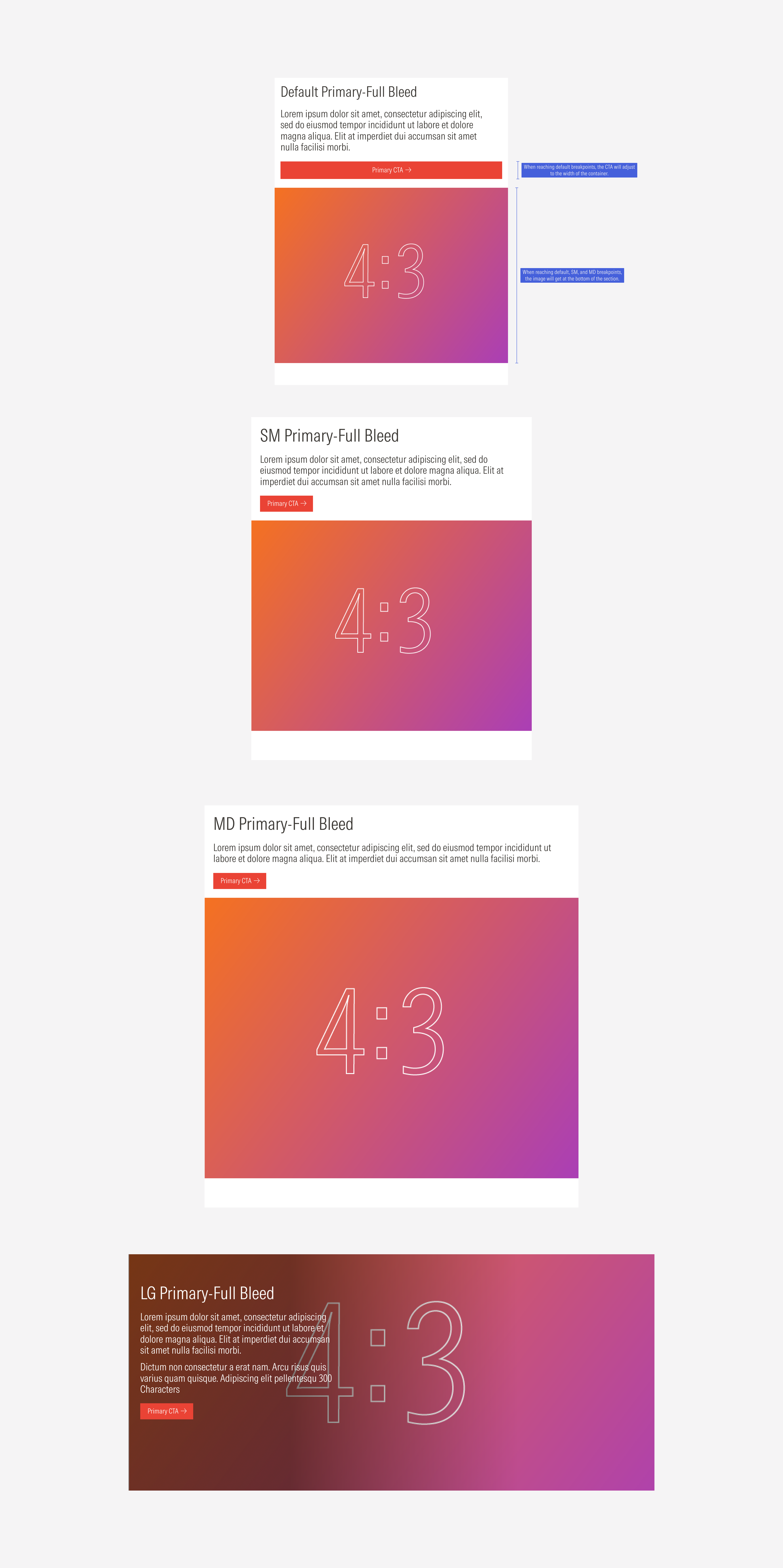 Primary hero full bleed variant sizing guidelines