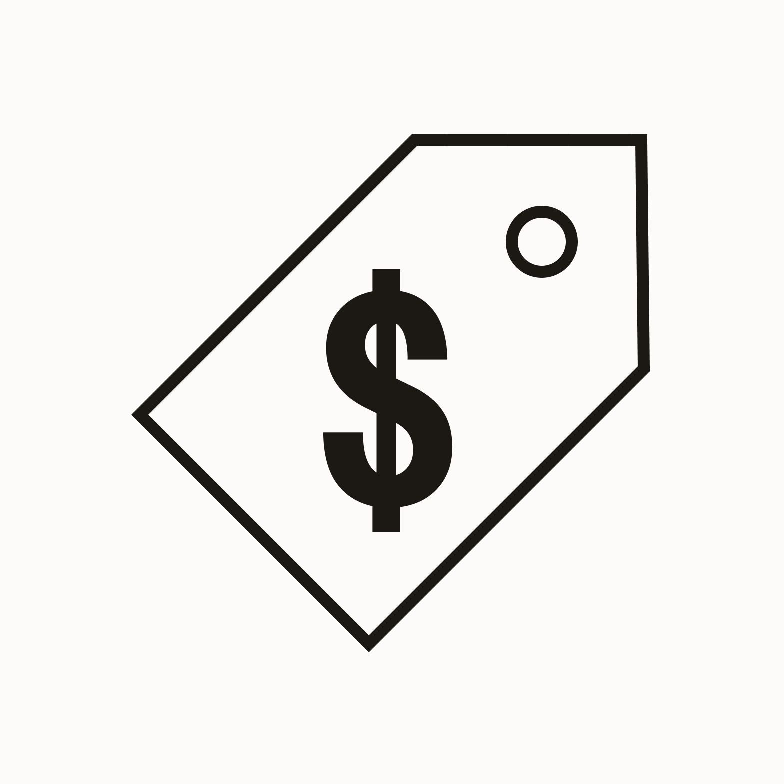 Price tag with font dollar symbol.