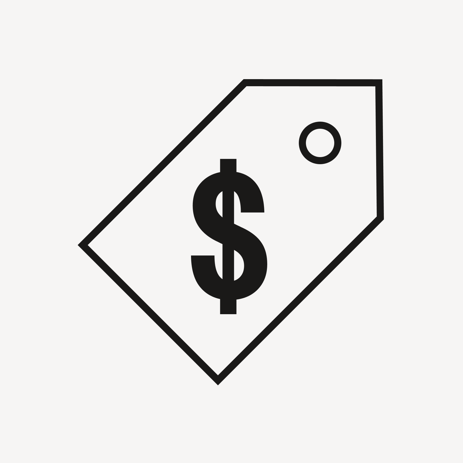 Price tag with font dollar symbol.