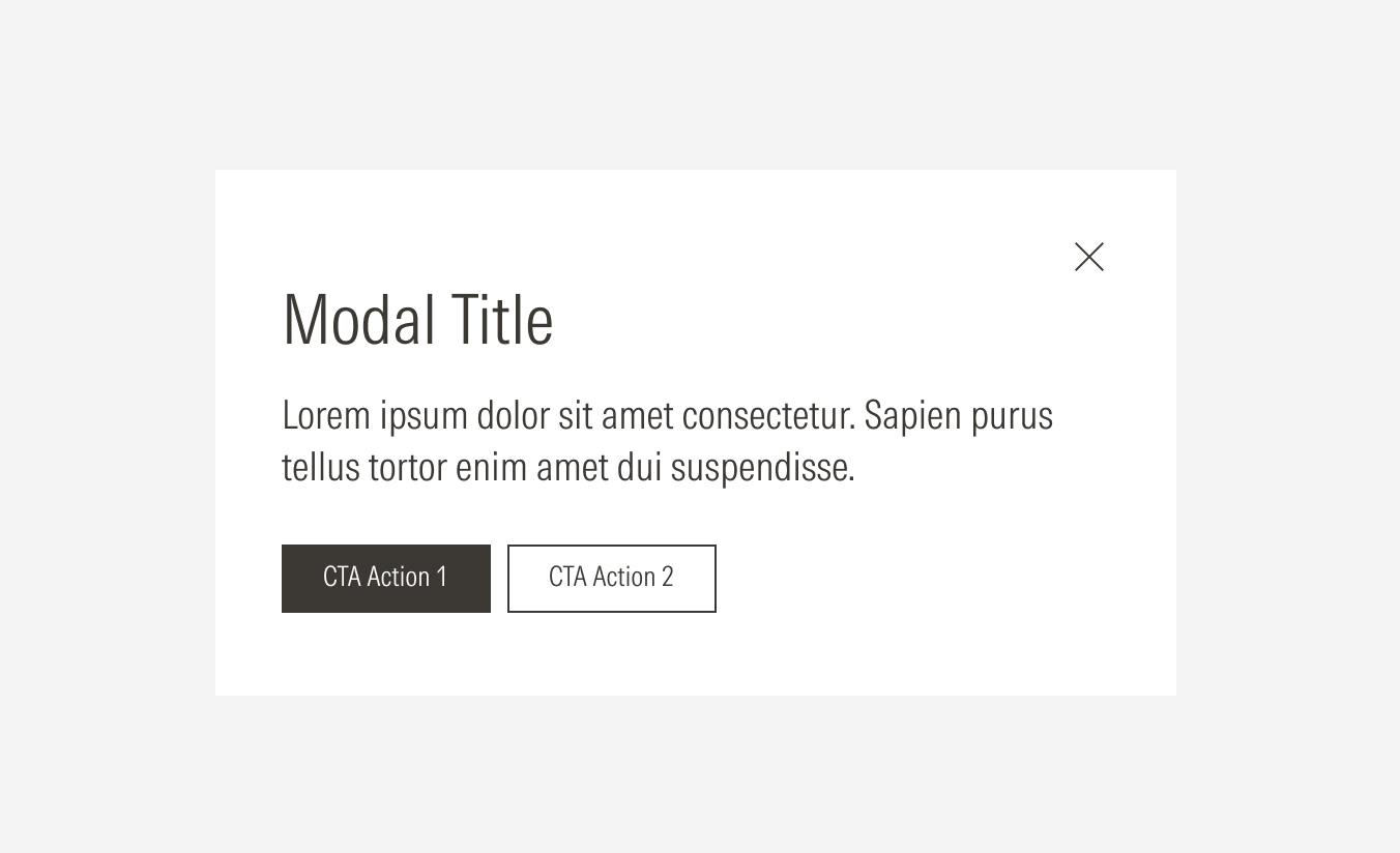 General modal with primary and secondary ctas