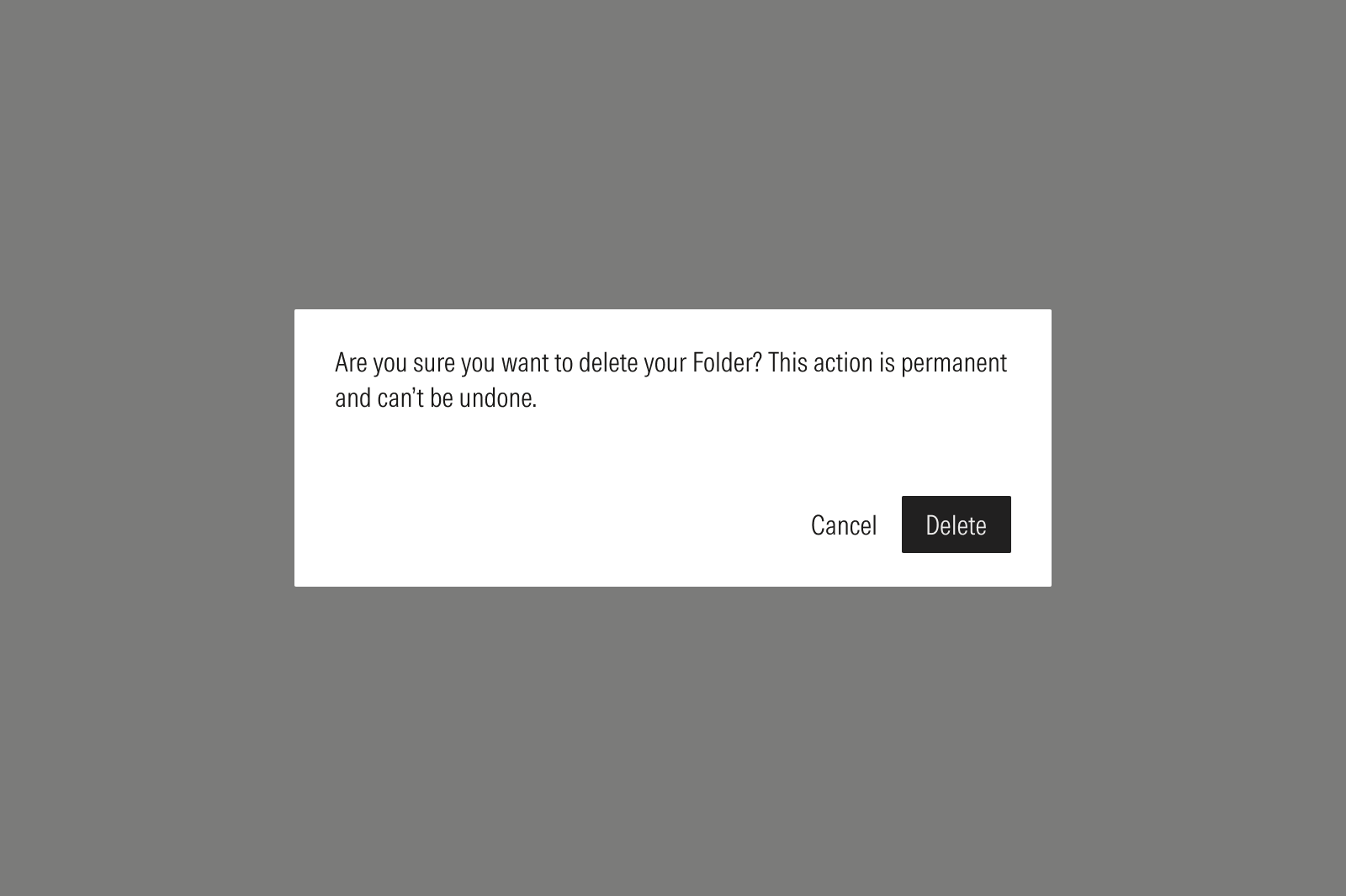 A delete folder confirmation dialog.