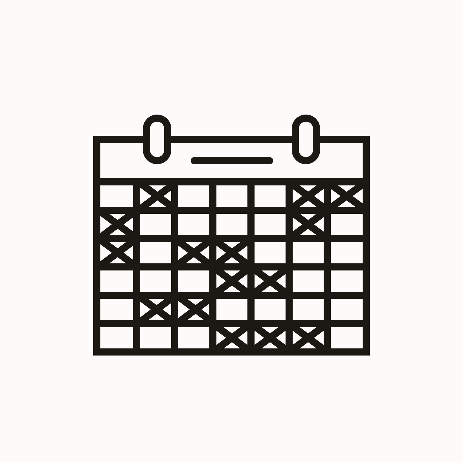 Calendar with crosses in dates.