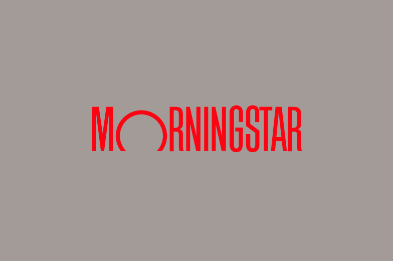 Red logotype on grey background.