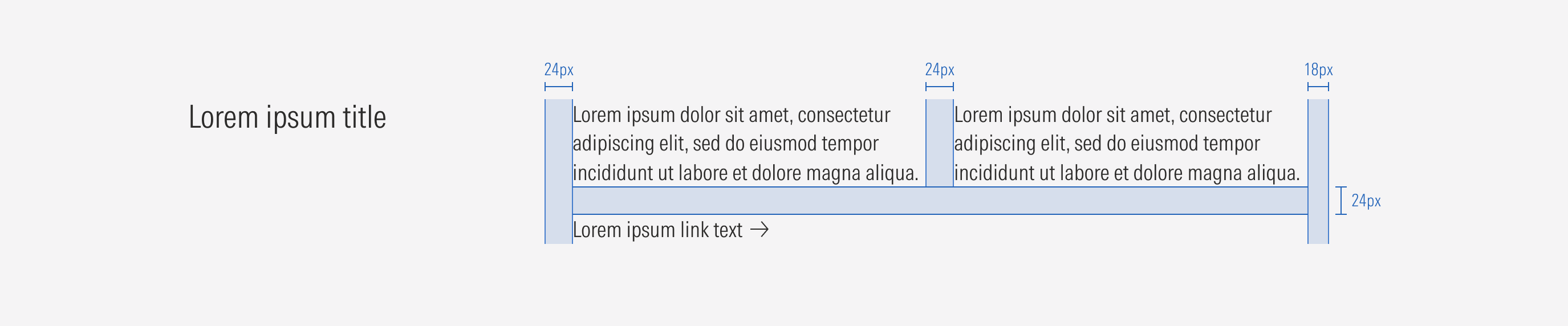 Spacing for the horizontal double column text block