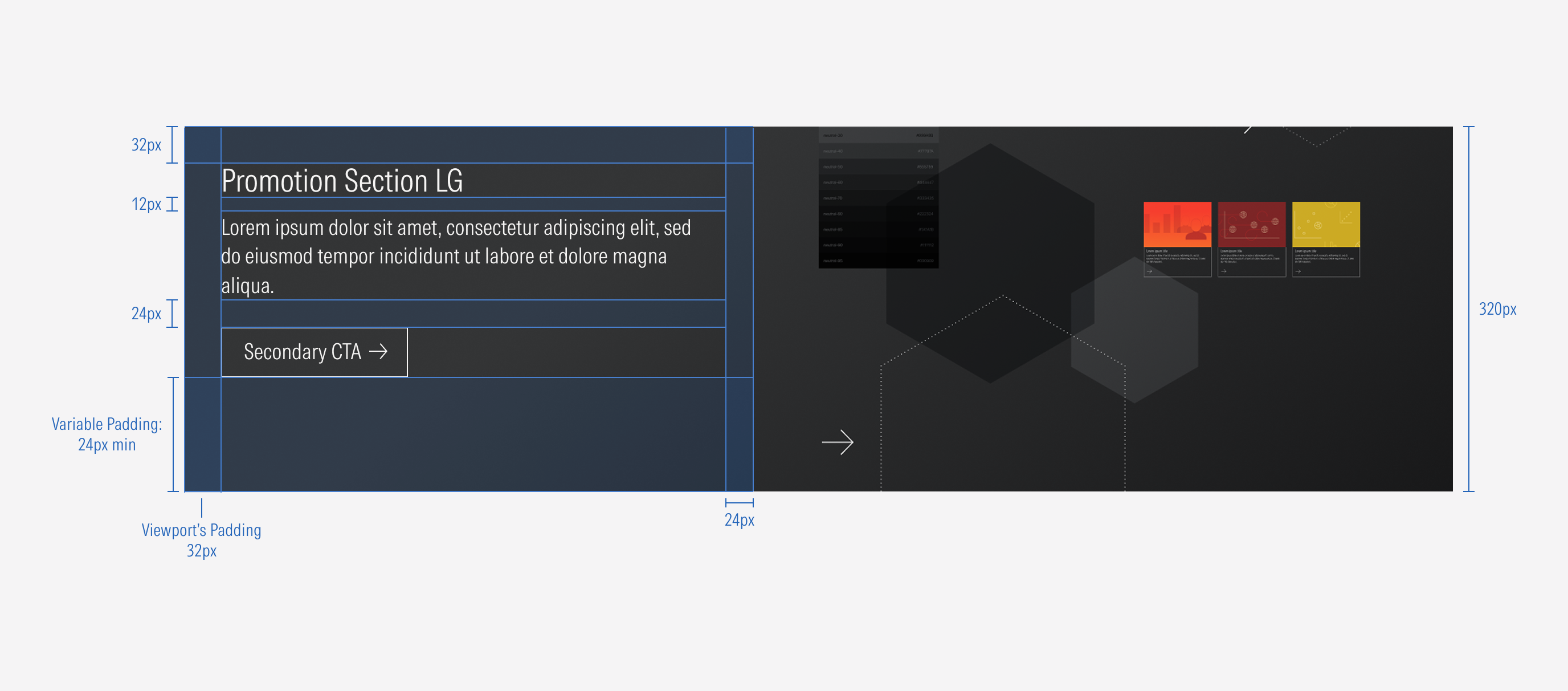 Shows the pixel spacing between elements within the background LG variant
