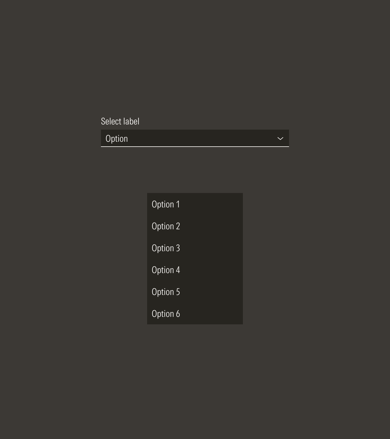 Select field and dropdown menu on dark theme